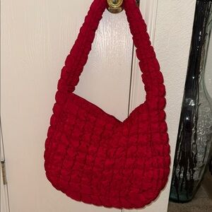 Red Quilted Shoulder Bag - Women's Fashion Handbag